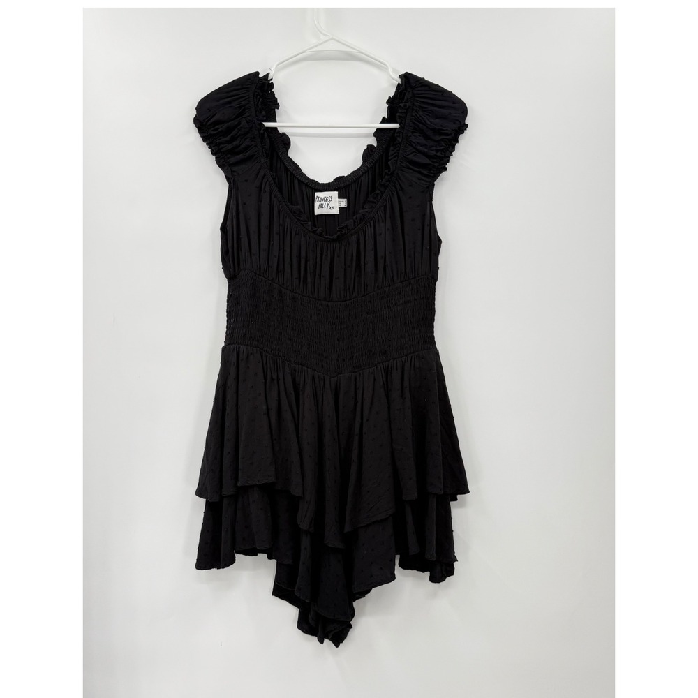 Princess Polly Love Galore Romper black Off Shoulder Ruffle Mini Dress Size‎ 10